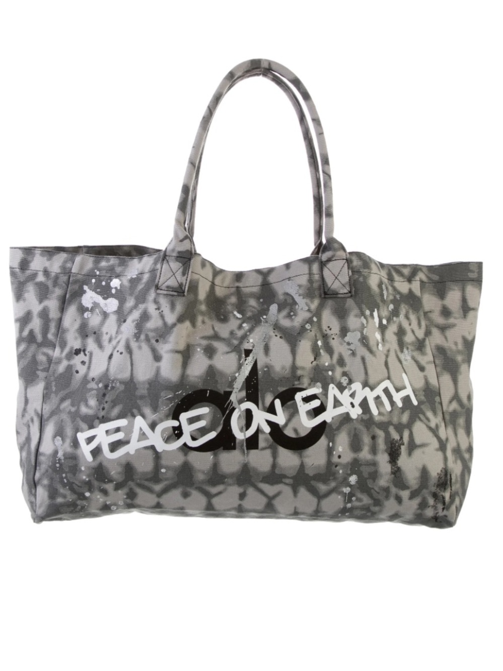 ALO Yoga Gray Tie-Dye 'Peace On Earth' Canvas Tote NWT